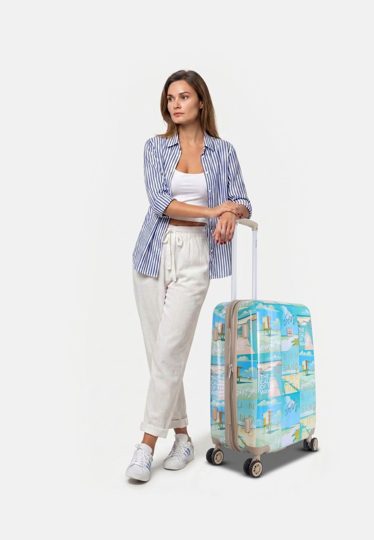 Saxoline Coastal Beauty Printed Hard Suitcase