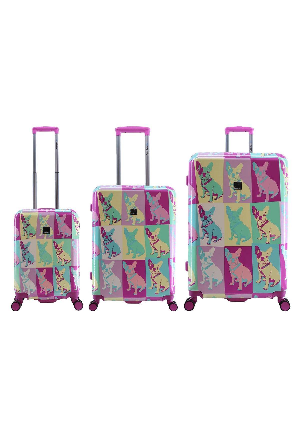 Saxoline Blue Bulldog Emotion Print Hard Suitcase Set