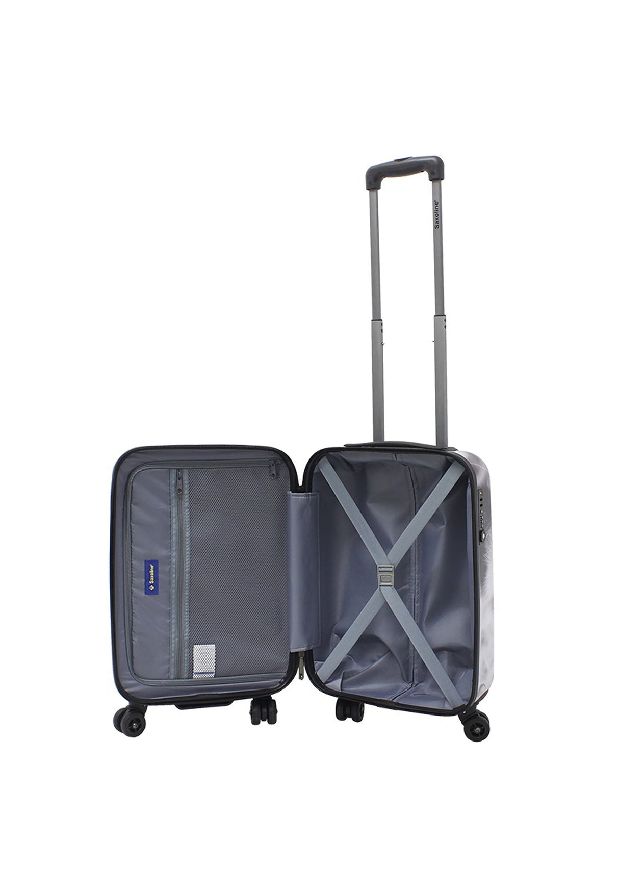 Saxoline White Cat Print Hard Suitcase Small