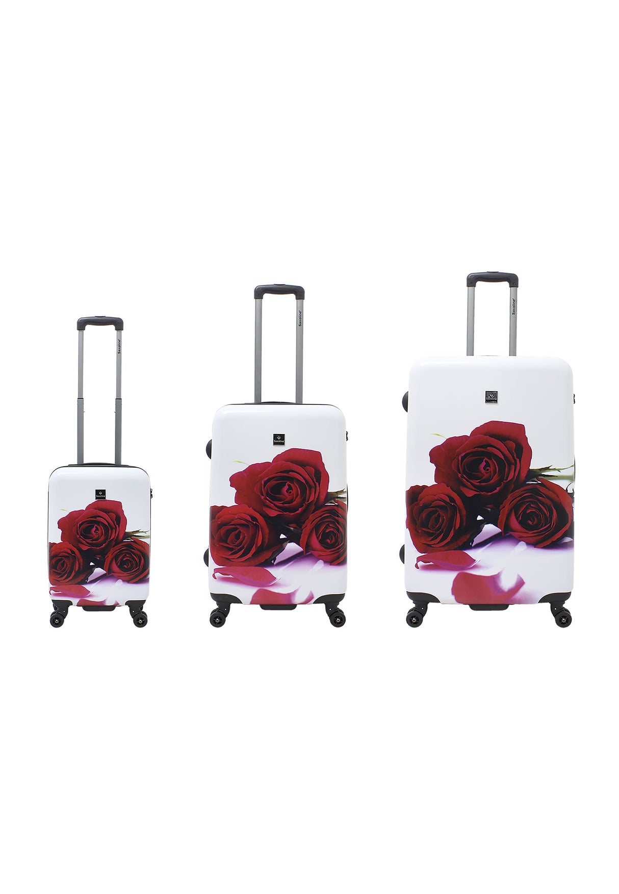 Saxoline Red Roses Print Hard Suitcase Set