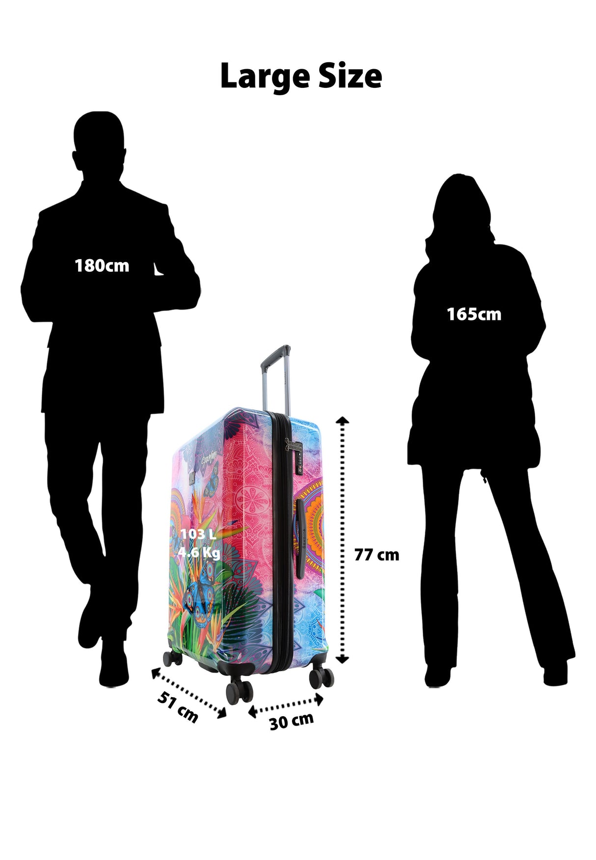 Saxoline Blue Butterfly Nature Printed Hard Suitcase Large