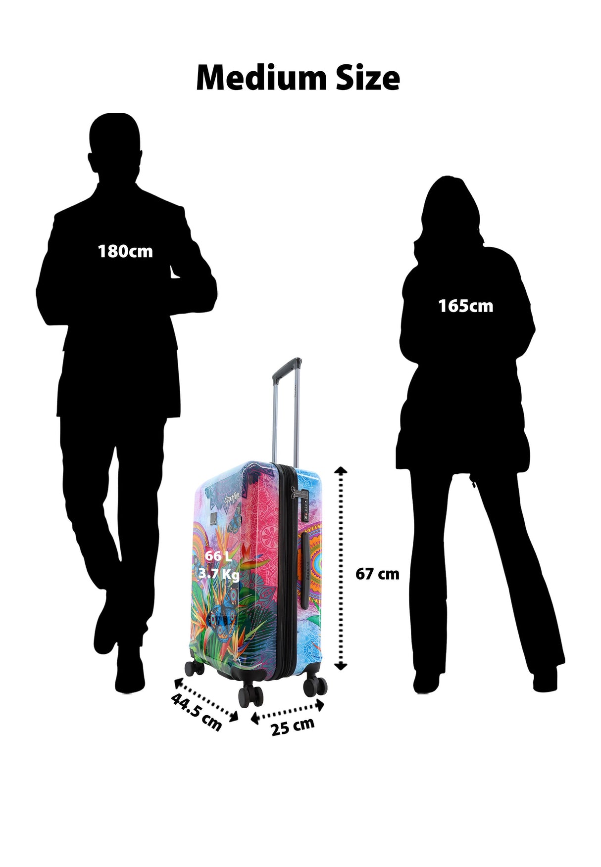 Saxoline Blue Butterfly Nature Printed Hard Suitcase Medium