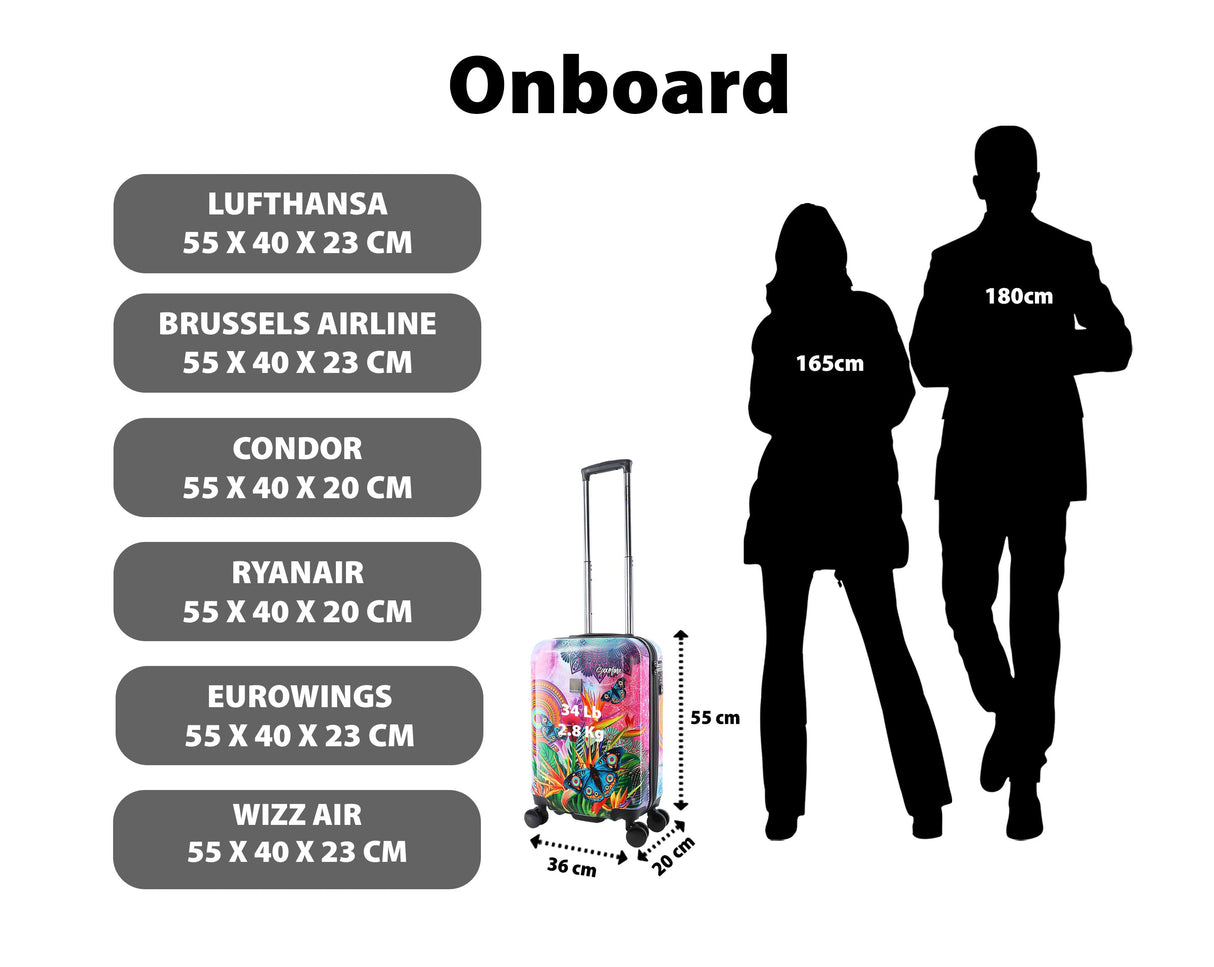 Saxoline Blue Butterfly Nature Printed Hard Suitcase Small