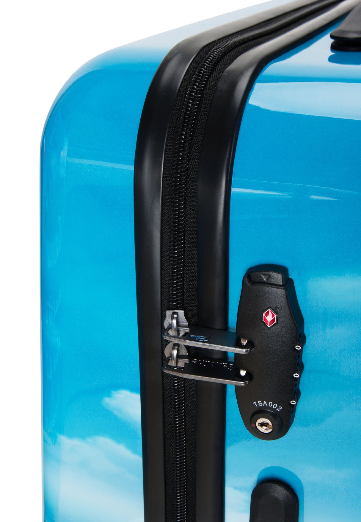 Saxoline Blue Island Print 54cm Hard Hand Luggage Suitcase