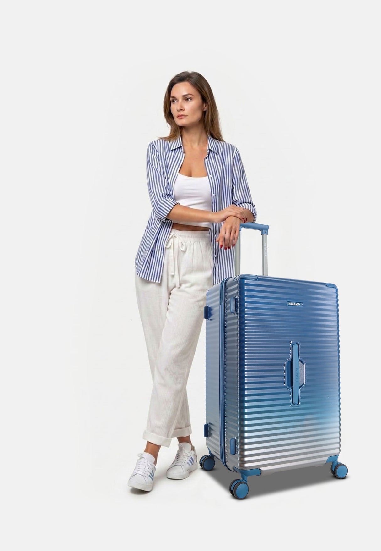 Saxoline Blue Elite Trunk Hard Suitcase - Large