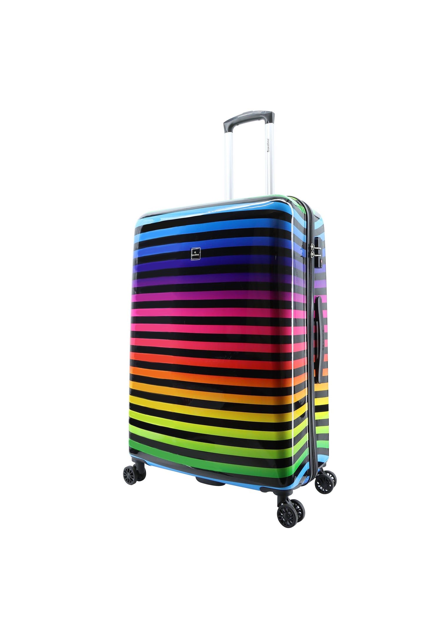 Saxoline Color Strip Print Hard Suitcase Set