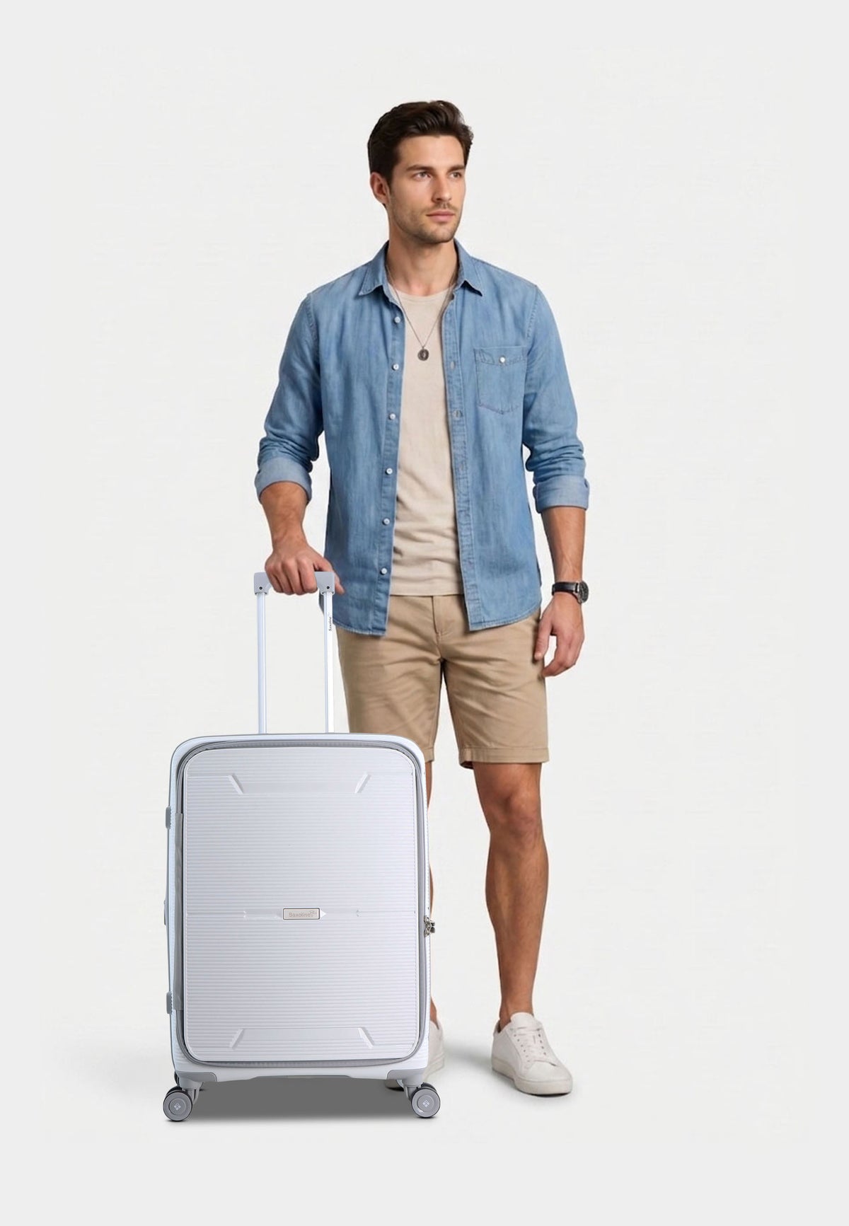 Saxoline Blue Boho Hard Suitcase Medium