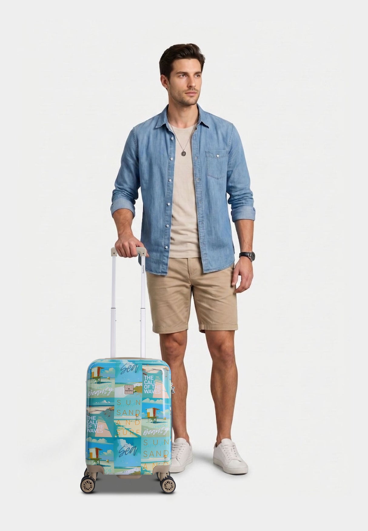 Saxoline Coastal Beauty Printed Hard Suitcase