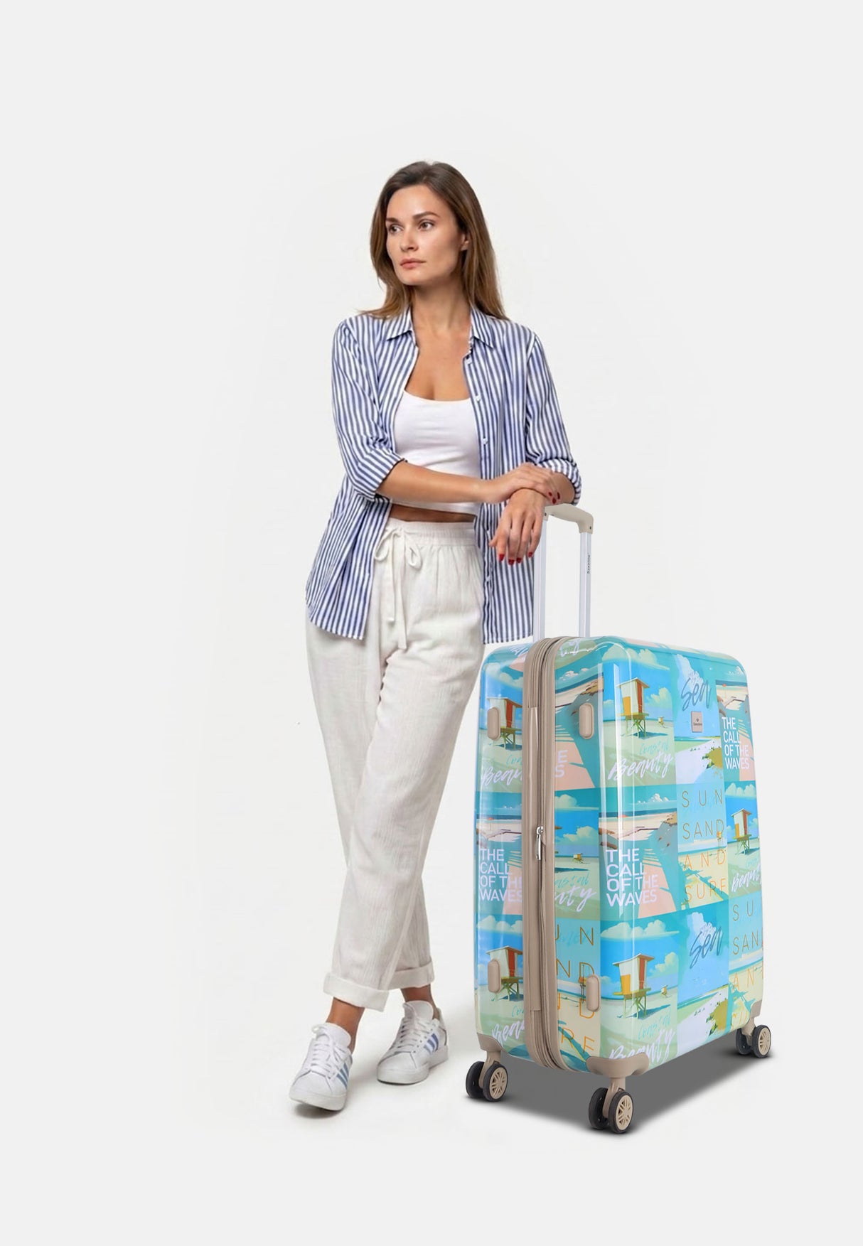 Saxoline Coastal Beauty Printed Hard Suitcase