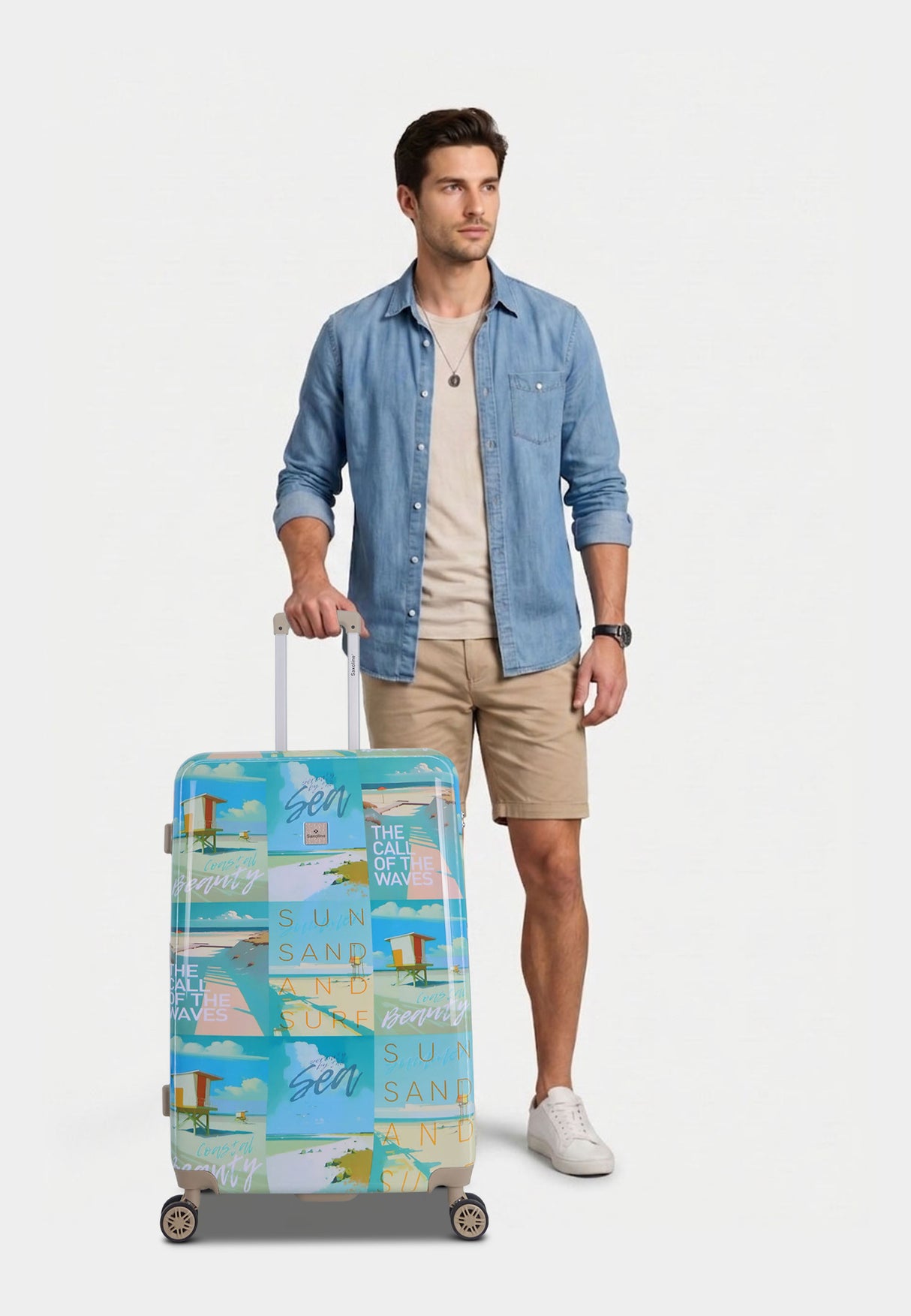 Saxoline Coastal Beauty Printed Hard Suitcase