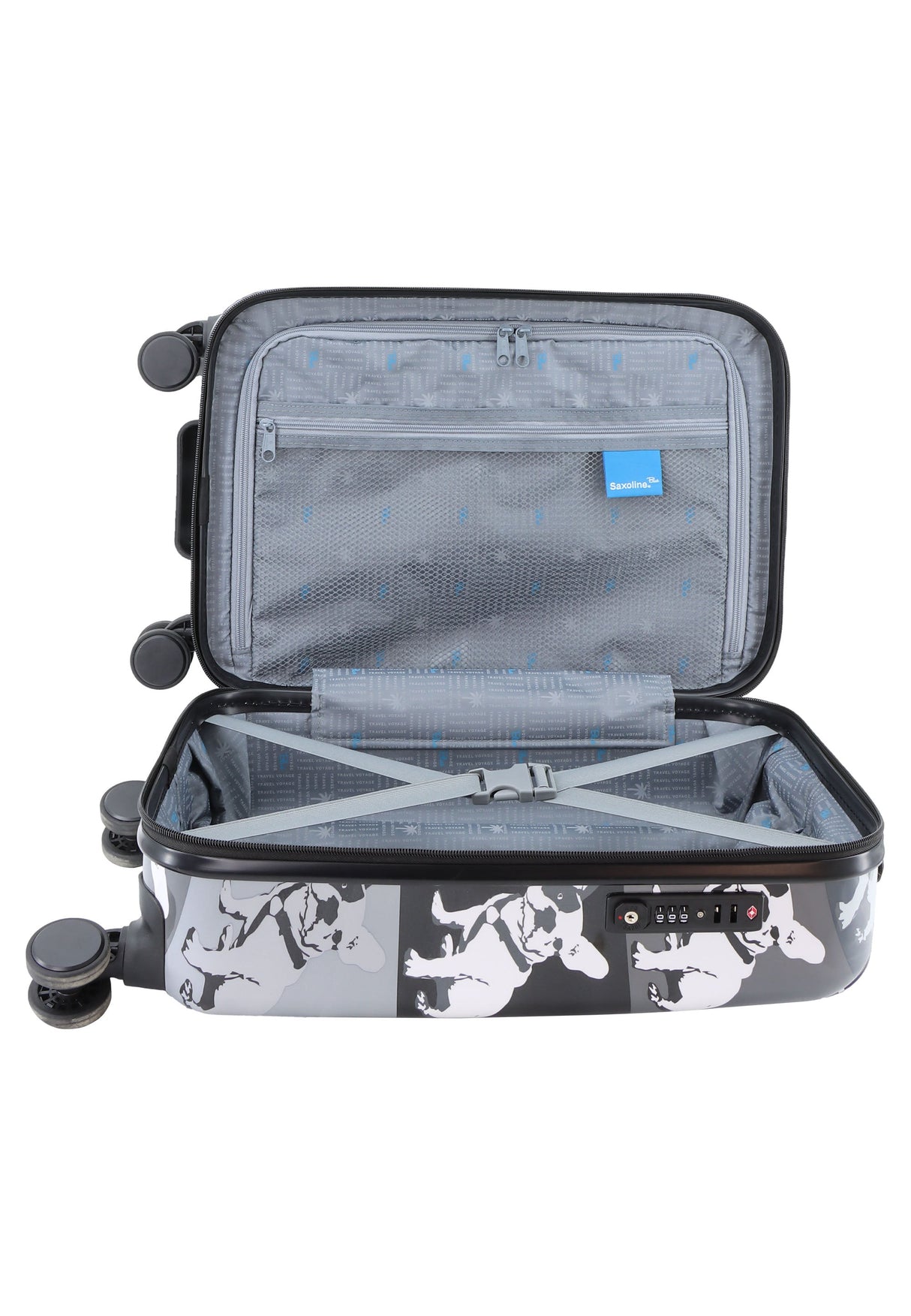 Saxoline Bulldog Monochrome Printed Hard Suitcase Small