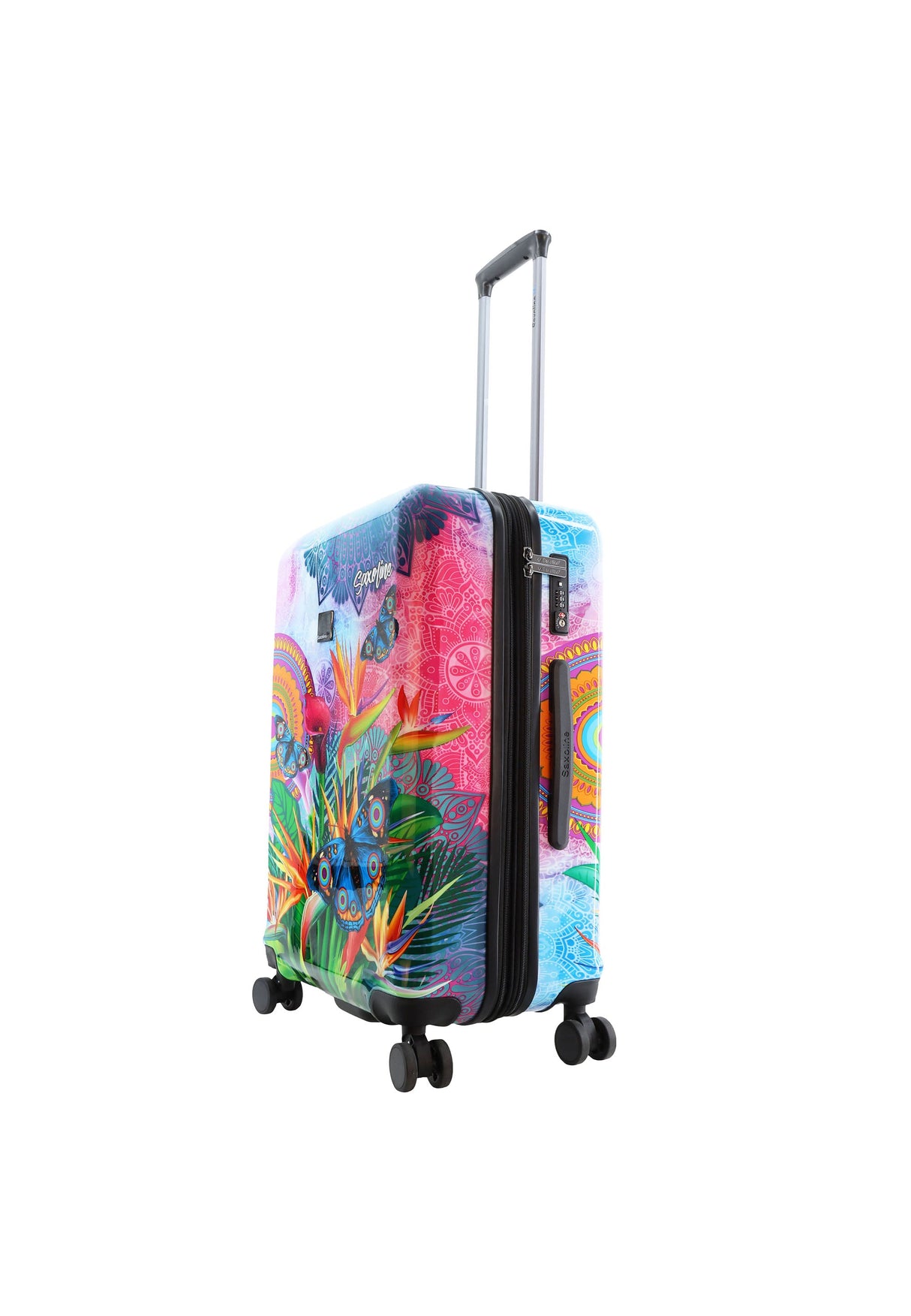 Saxoline Blue Butterfly Nature Printed Hard Suitcase Medium