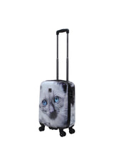 Saxoline White Cat Print Hard Suitcase Small
