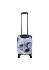 Saxoline White Cat Print Hard Suitcase Small