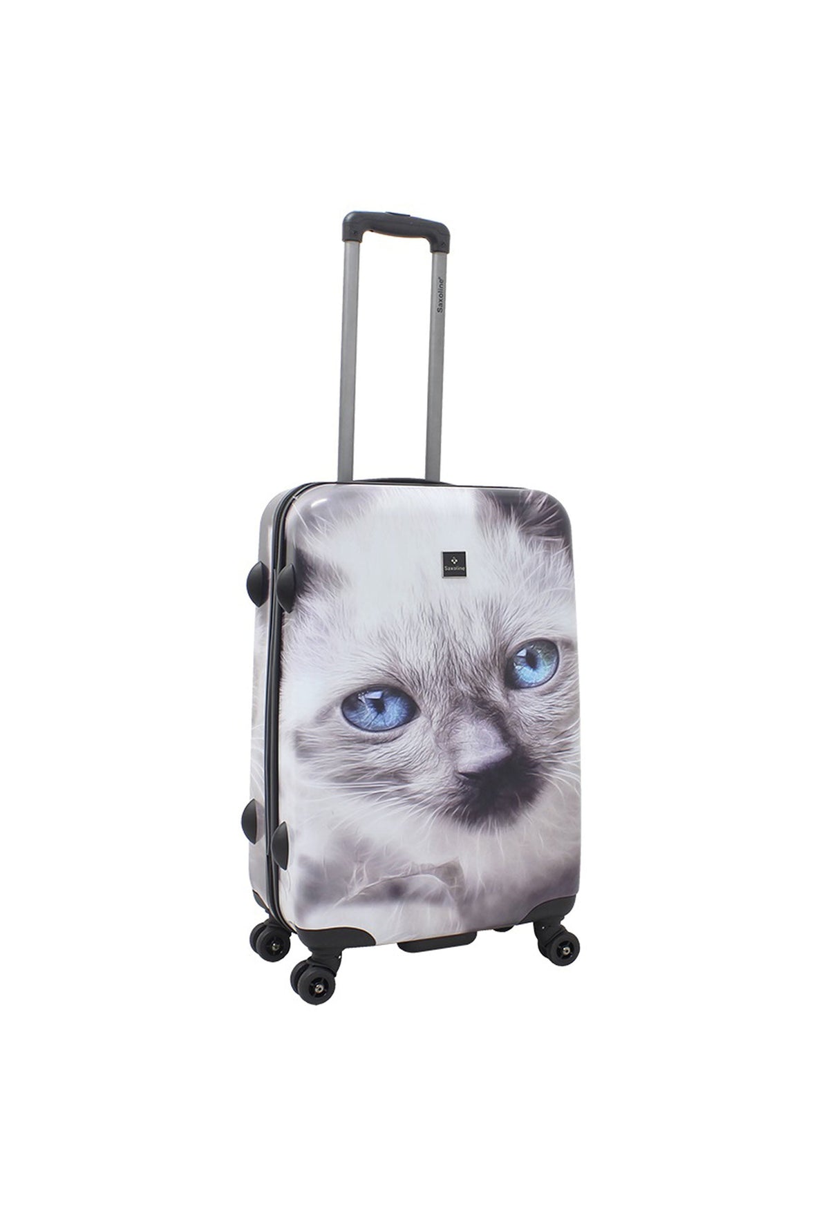 Saxoline White Cat Print Hard Suitcase Medium