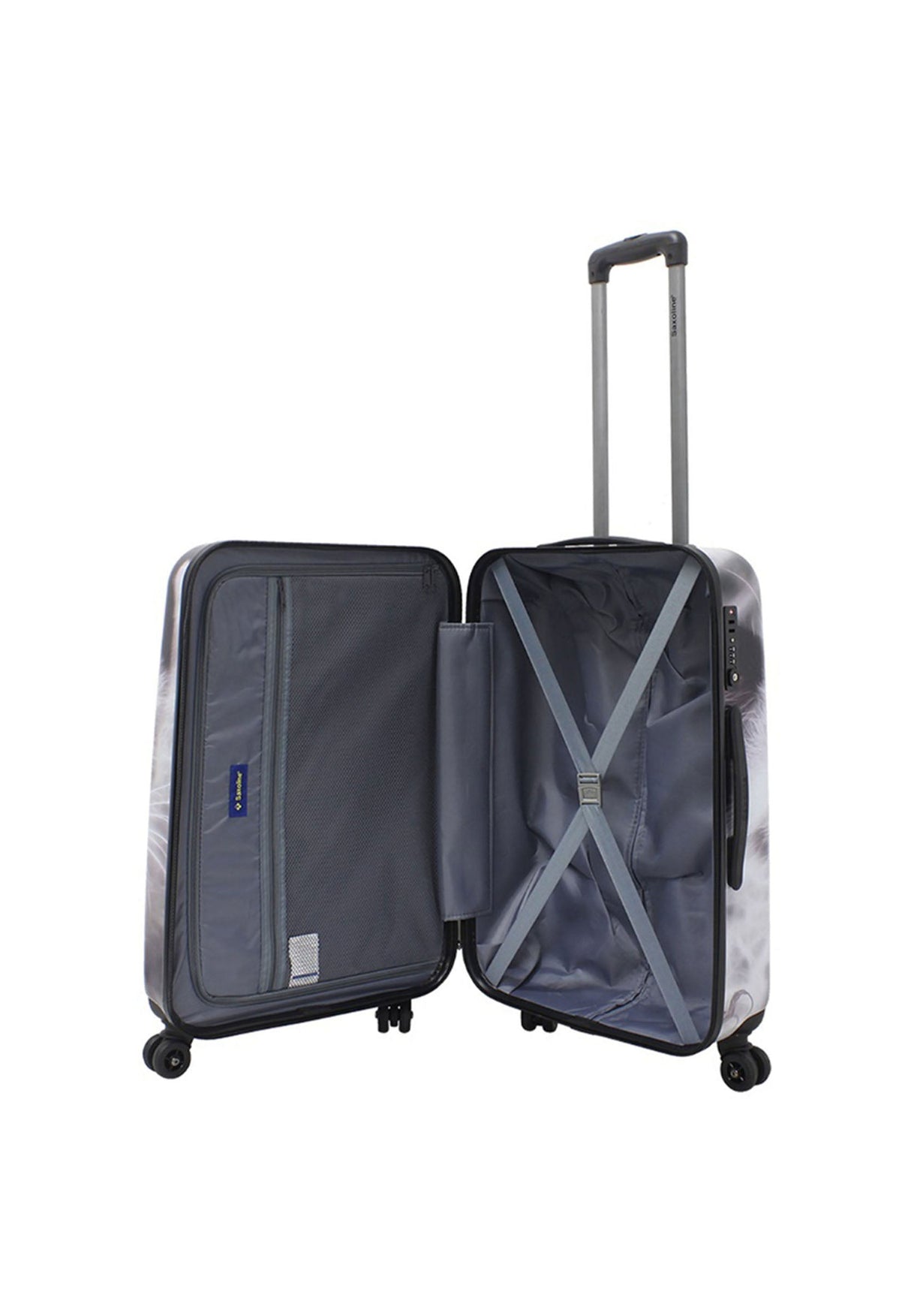 Saxoline White Cat Print Hard Suitcase Medium