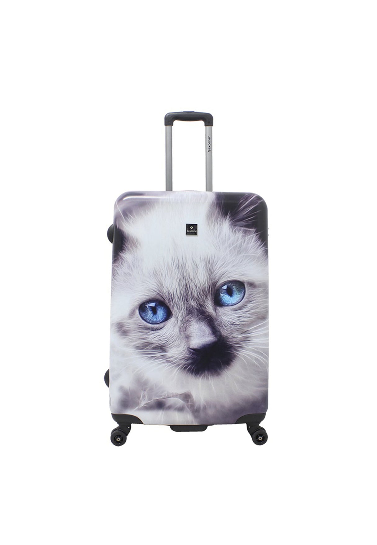 Saxoline White Cat Print Hard Suitcase Large