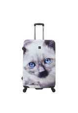 Saxoline White Cat Print Hard Suitcase Large