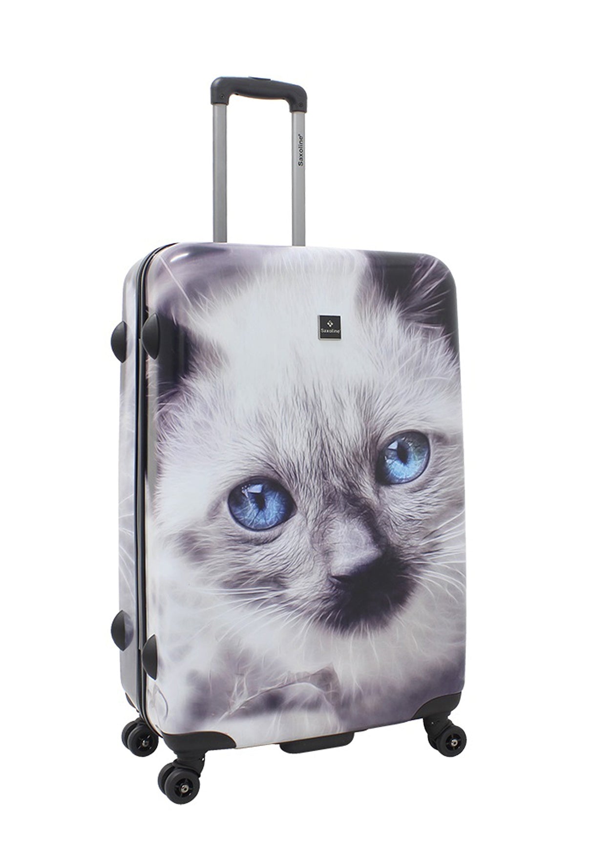Saxoline White Cat Print Hard Suitcase Large