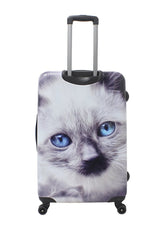 Saxoline White Cat Print Hard Suitcase Large