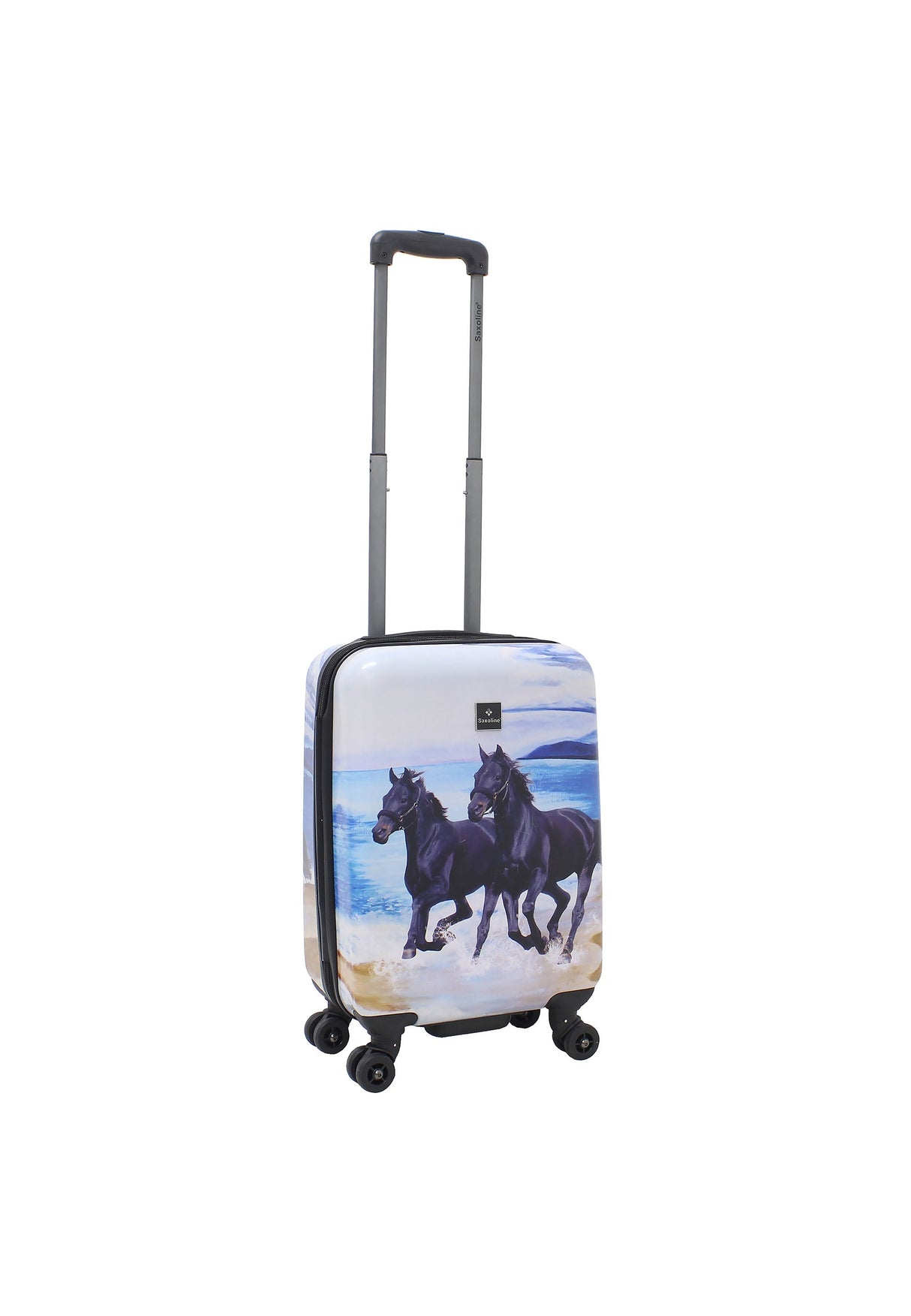 Saxoline Black Horse Print Hard Suitcase Small