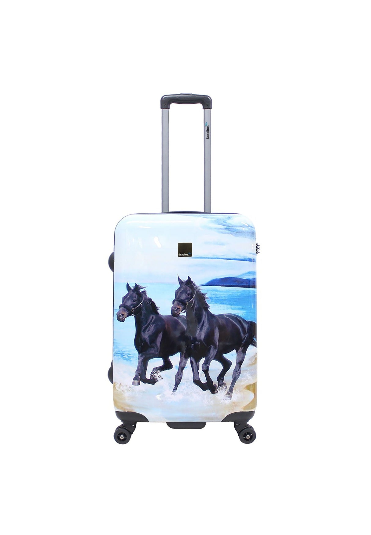Saxoline Black Horse Print Hard Suitcase Set