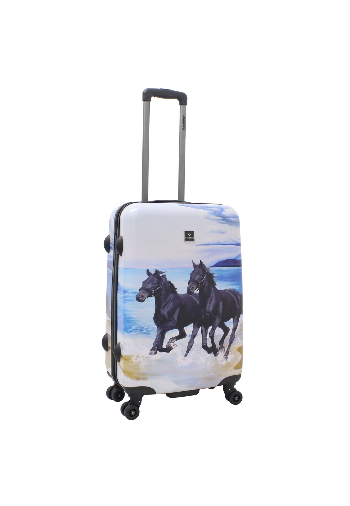 Saxoline Black Horse Print Hard Suitcase Medium