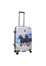 Saxoline Black Horse Print Hard Suitcase Medium