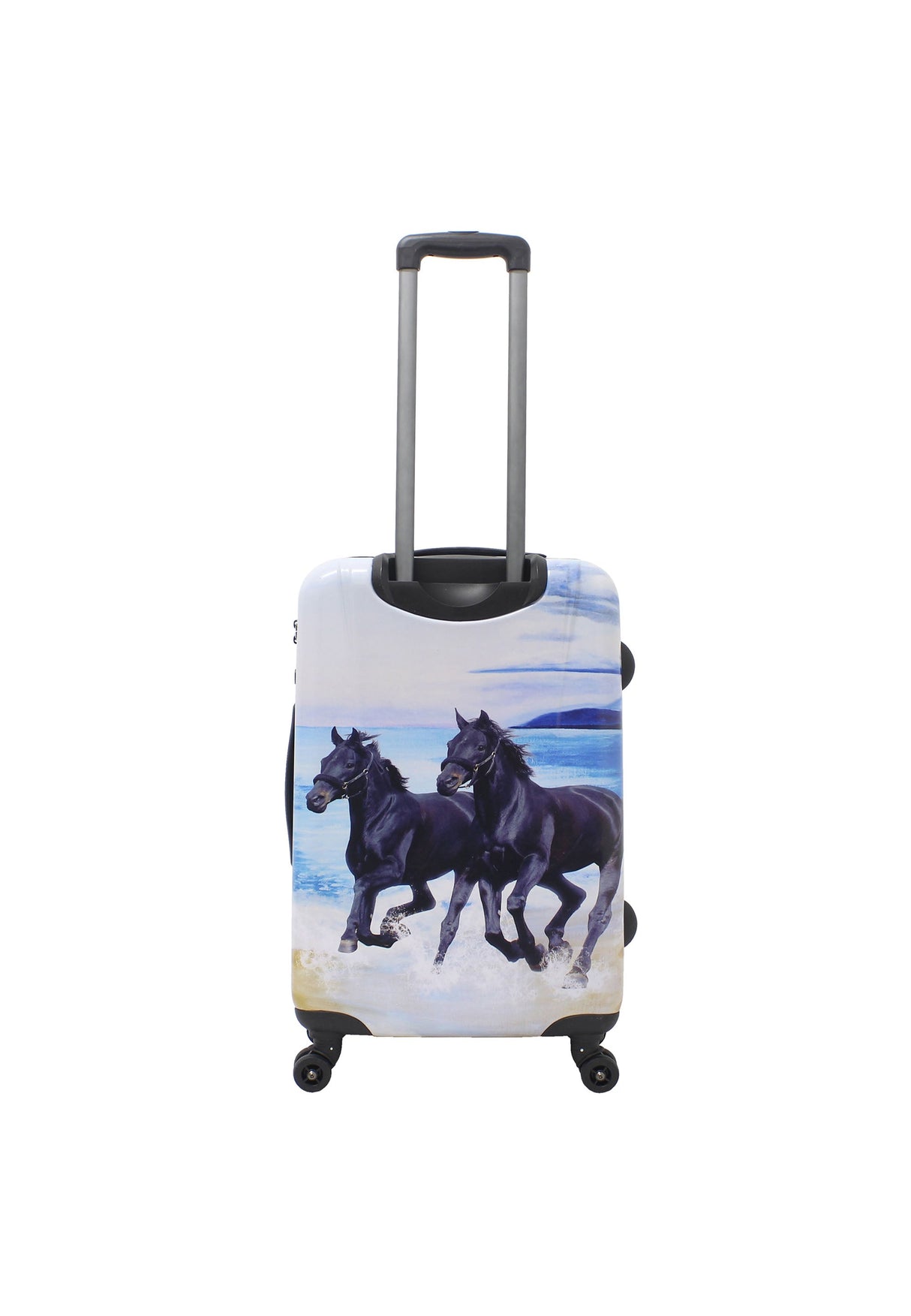 Saxoline Black Horse Print Hard Suitcase Medium