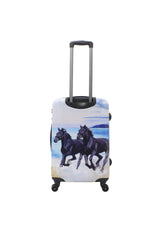 Saxoline Black Horse Print Hard Suitcase Medium