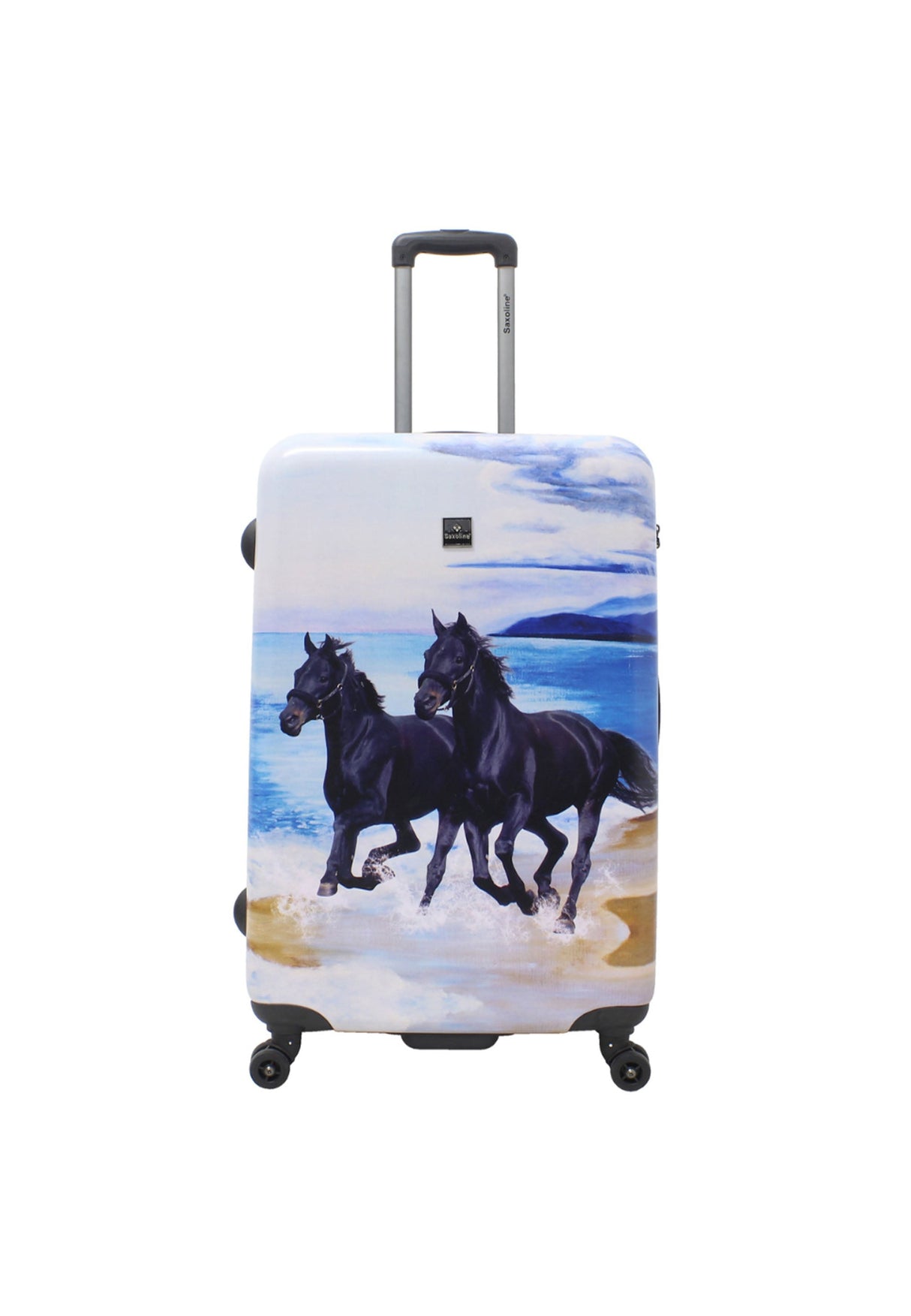 Saxoline Black Horse Print Hard Suitcase Set