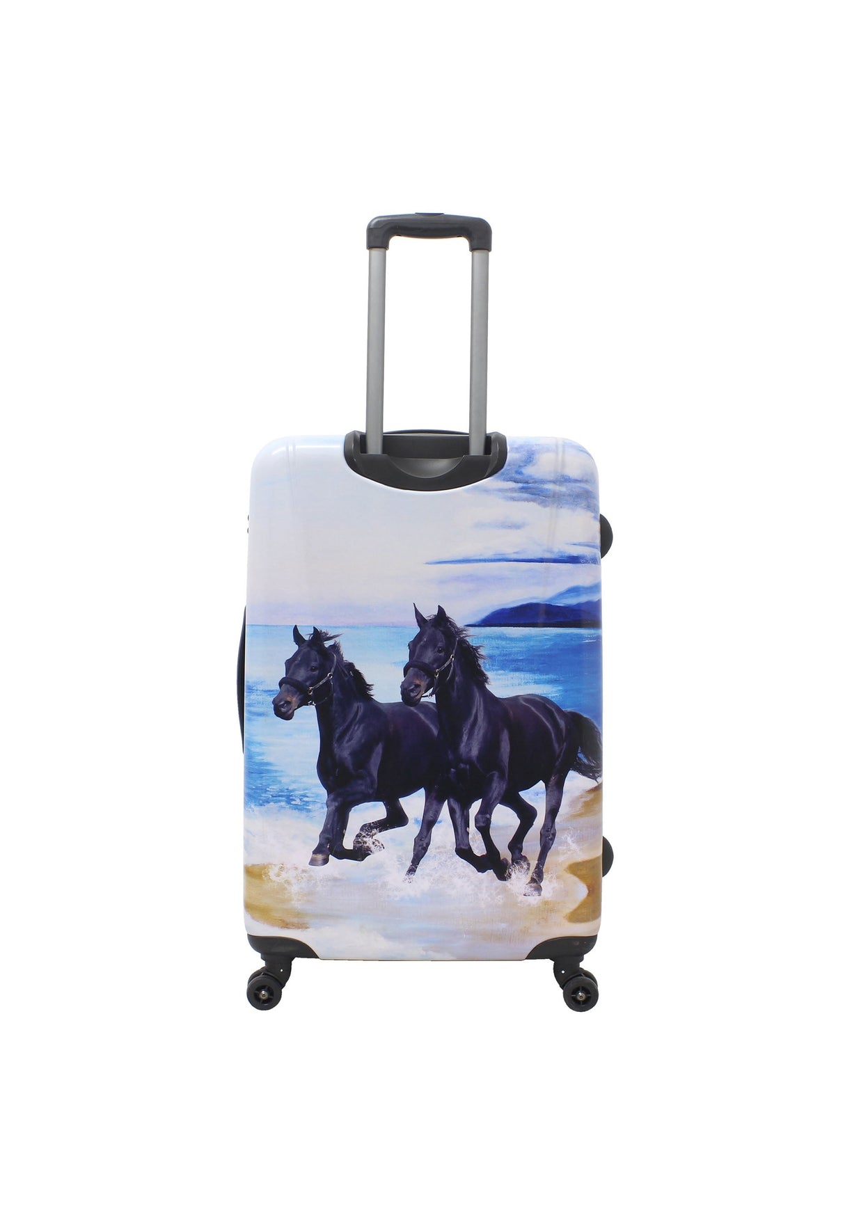 Saxoline Black Horse Print Hard Suitcase Large