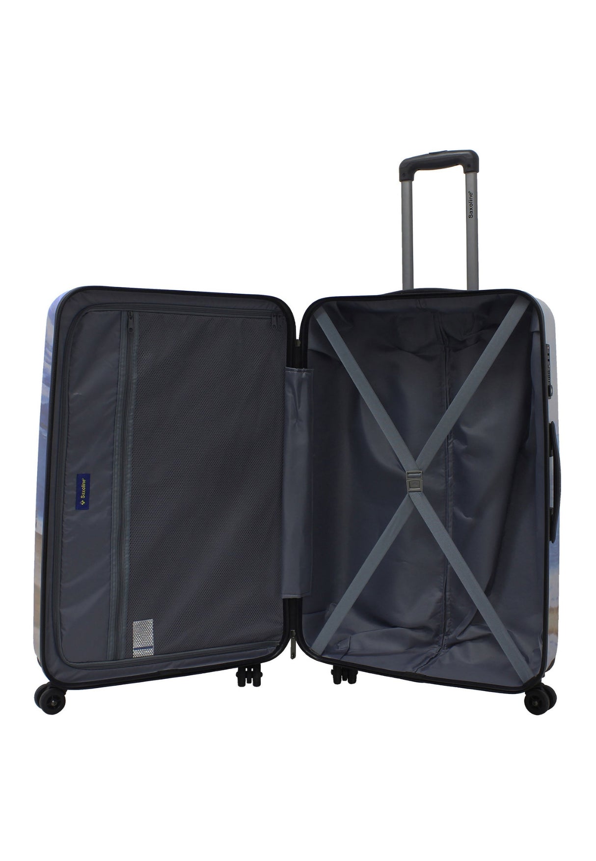 Saxoline Black Horse Print Hard Suitcase Large