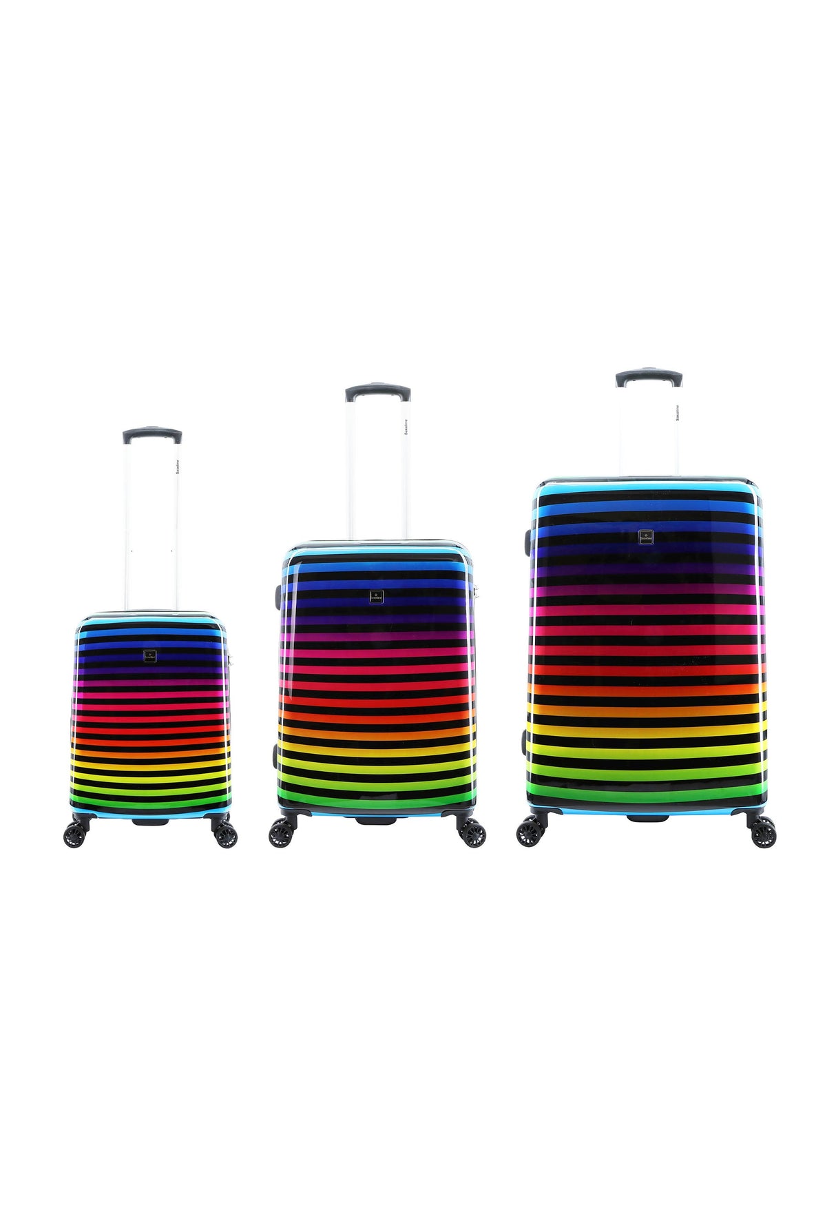 Saxoline Color Strip Print Hard Suitcase Set