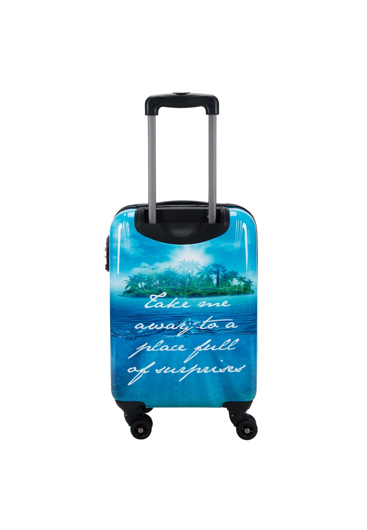 Saxoline Blue Island Print 54cm Hard Hand Luggage Suitcase