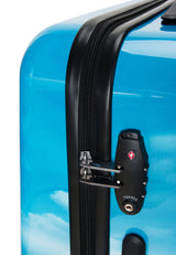 Saxoline Blue Island Print 54cm Hard Hand Luggage Suitcase